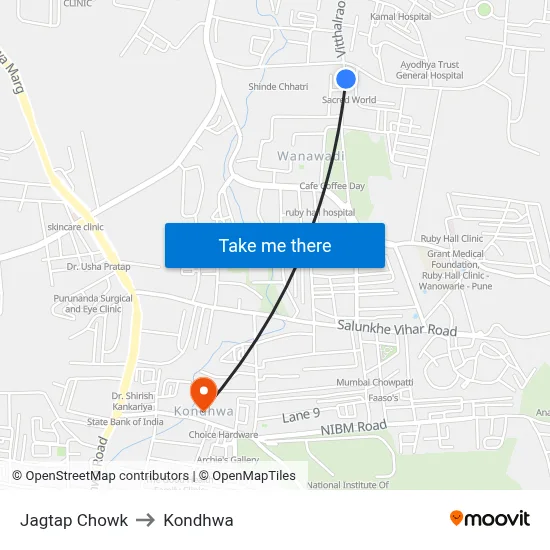 Jagtap Chowk to Kondhwa map