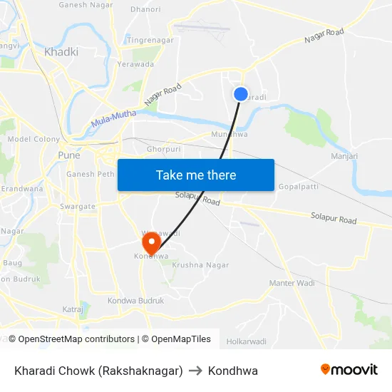 Kharadi Chowk (Rakshaknagar) to Kondhwa map