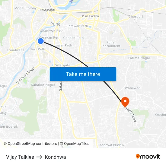 Vijay Talkies to Kondhwa map