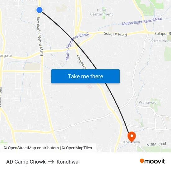 AD Camp Chowk to Kondhwa map