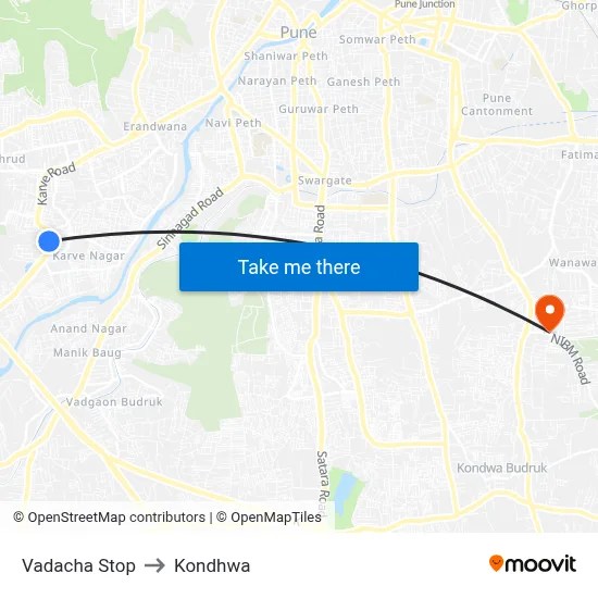 Vadacha Stop to Kondhwa map