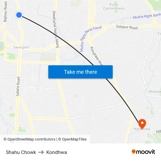 Shahu Chowk to Kondhwa map