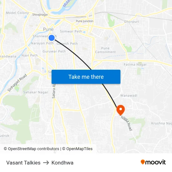 Vasant Talkies to Kondhwa map