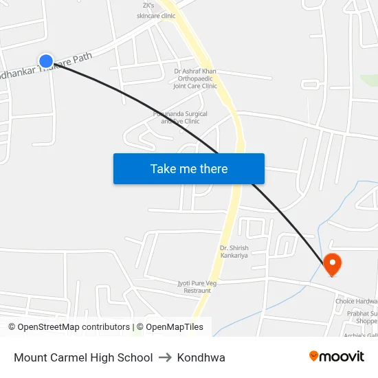 Mount Carmel High School to Kondhwa map