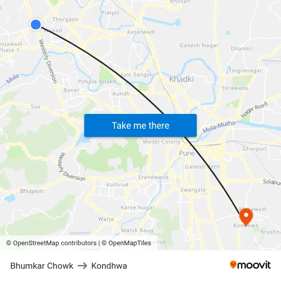 Bhumkar Chowk to Kondhwa map
