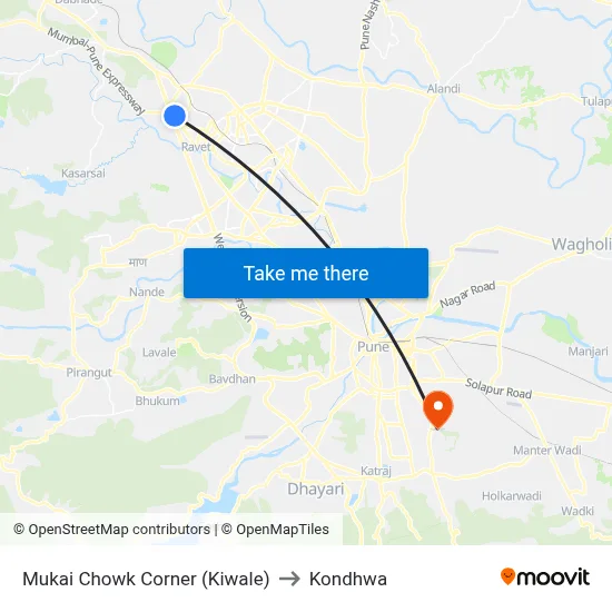Mukai Chowk Corner (Kiwale) to Kondhwa map