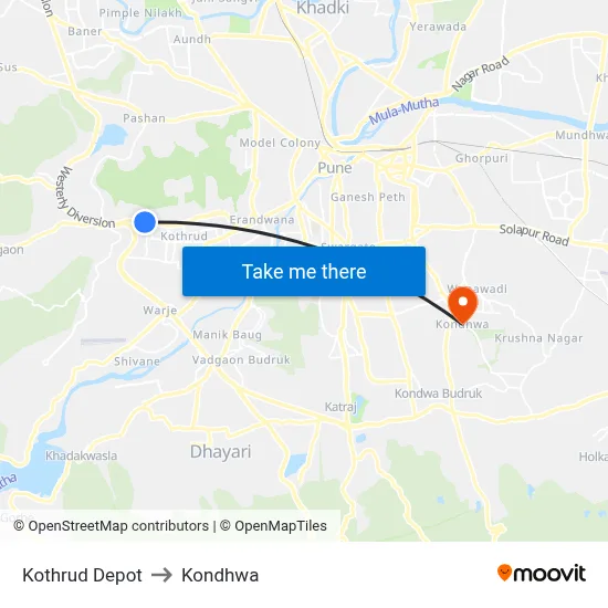 Kothrud Depot to Kondhwa map