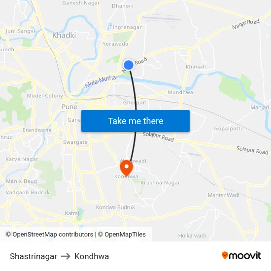 Shastrinagar to Kondhwa map