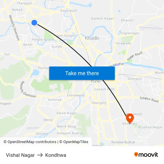Vishal Nagar to Kondhwa map