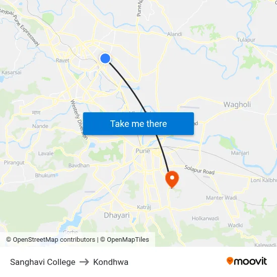 Sanghavi College to Kondhwa map