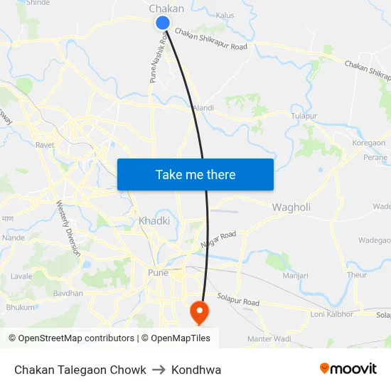 Chakan Talegaon Chowk to Kondhwa map