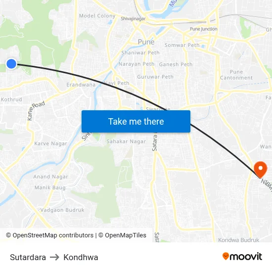 Sutardara to Kondhwa map