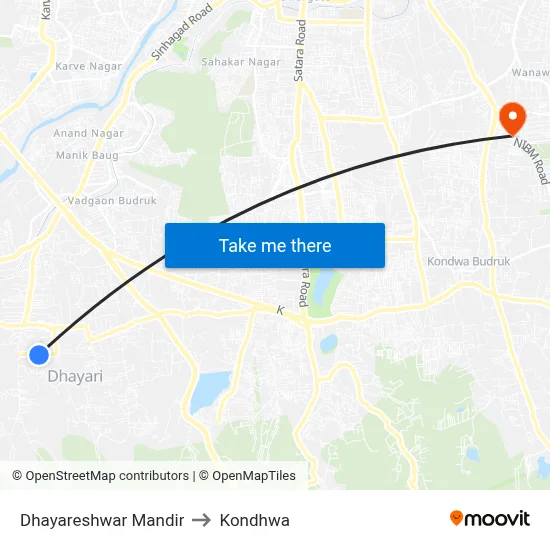 Dhayareshwar Mandir to Kondhwa map
