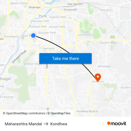 Maharashtra Mandal to Kondhwa map