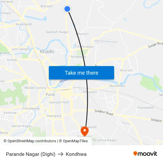 Parande Nagar (Dighi) to Kondhwa map