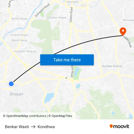 Benkar Wasti to Kondhwa map