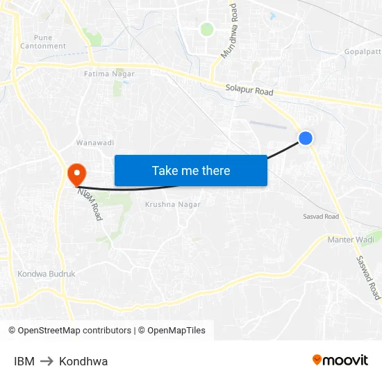 IBM to Kondhwa map