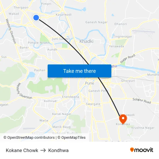 Kokane Chowk to Kondhwa map