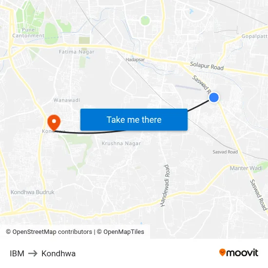 IBM to Kondhwa map