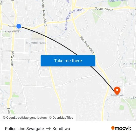 Police Line Swargate to Kondhwa map