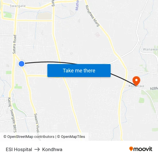 ESI Hospital to Kondhwa map