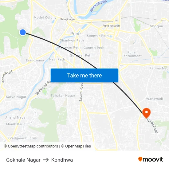 Gokhale Nagar to Kondhwa map