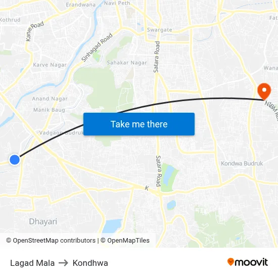 Lagad Mala to Kondhwa map