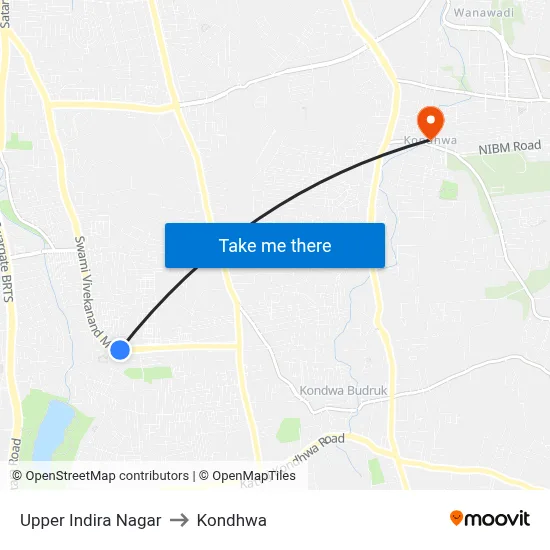 Upper Indira Nagar to Kondhwa map