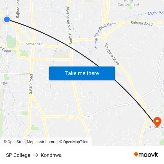 SP College to Kondhwa map
