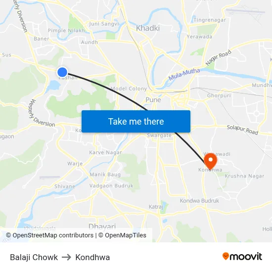 Balaji Chowk to Kondhwa map