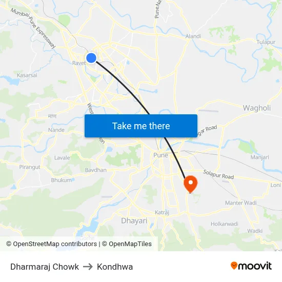 Dharmaraj Chowk to Kondhwa map