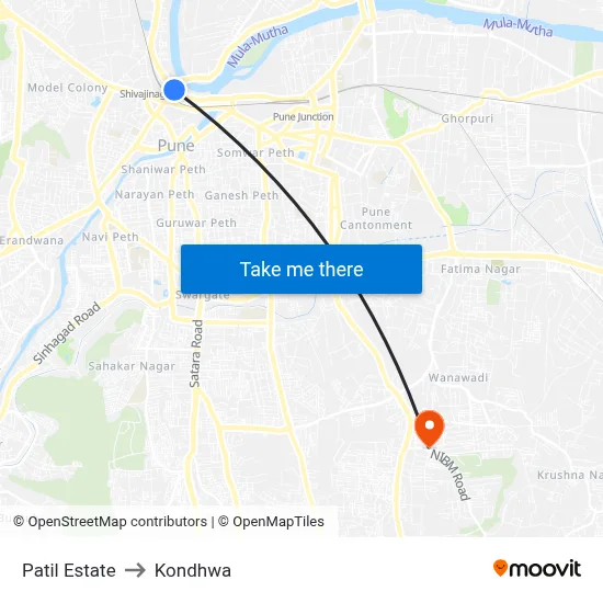 Patil Estate to Kondhwa map