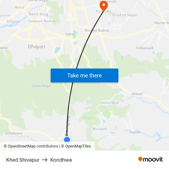 Khed Shivapur to Kondhwa map