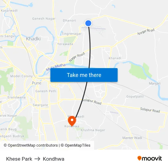 Khese Park to Kondhwa map