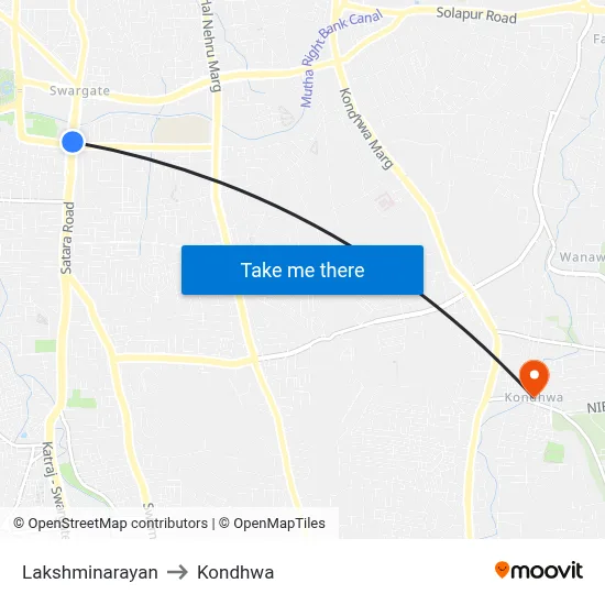 Lakshminarayan to Kondhwa map