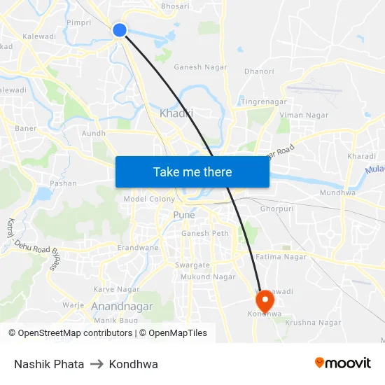Nashik Phata to Kondhwa map