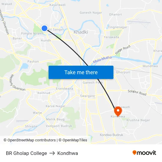 BR Gholap College to Kondhwa map