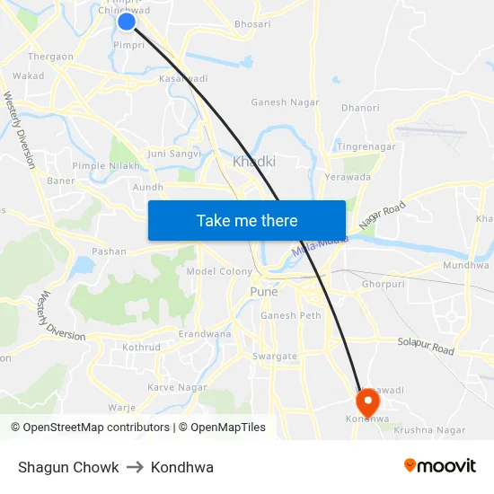 Shagun Chowk to Kondhwa map