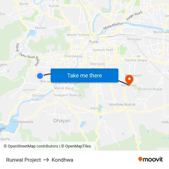 Runwal Project to Kondhwa map