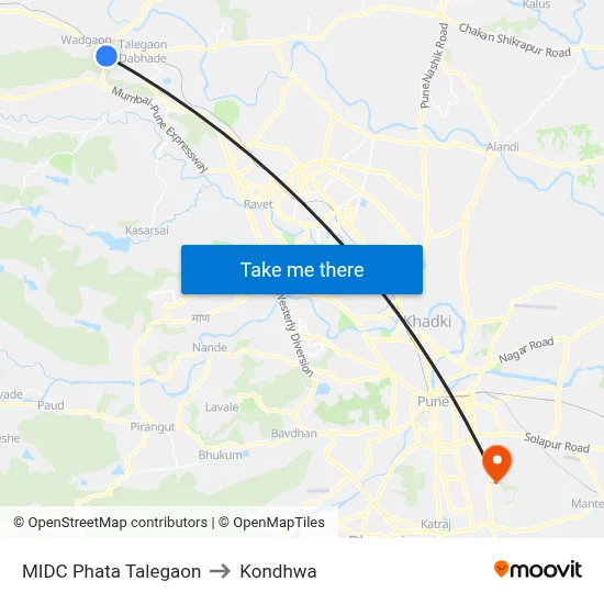 MIDC Phata Talegaon to Kondhwa map