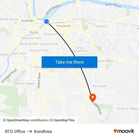 RTO Office to Kondhwa map