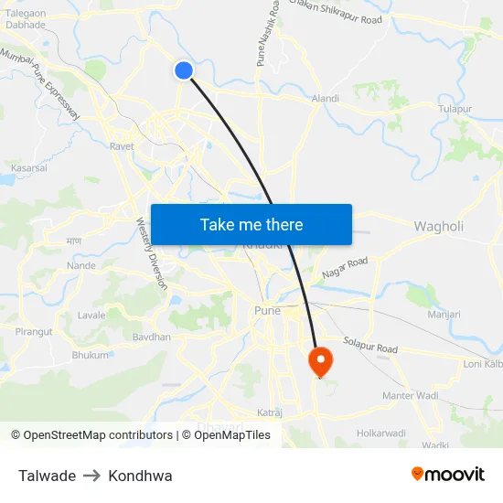 Talwade to Kondhwa map