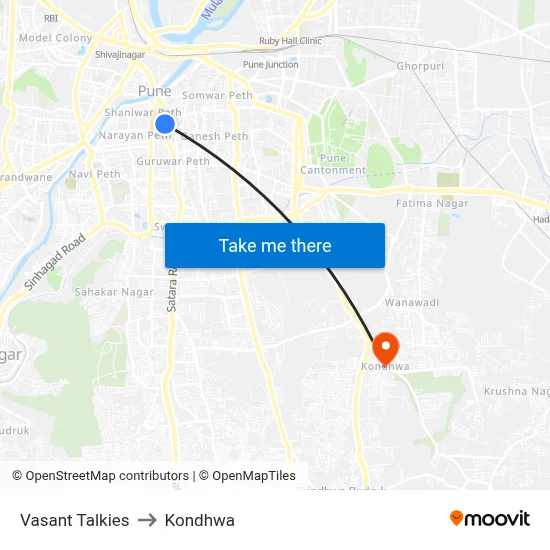 Vasant Talkies to Kondhwa map