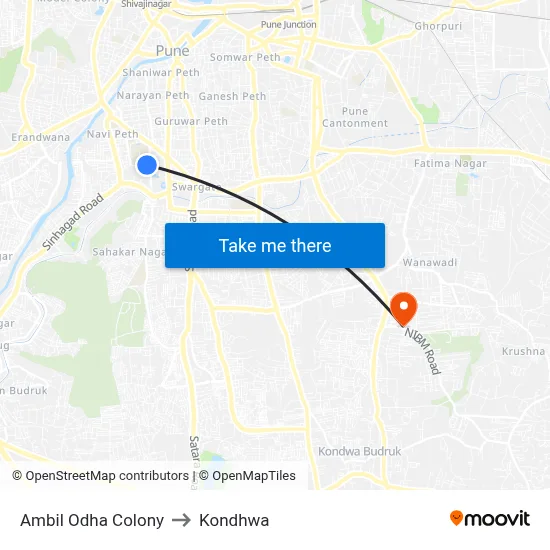 Ambil Odha Colony to Kondhwa map