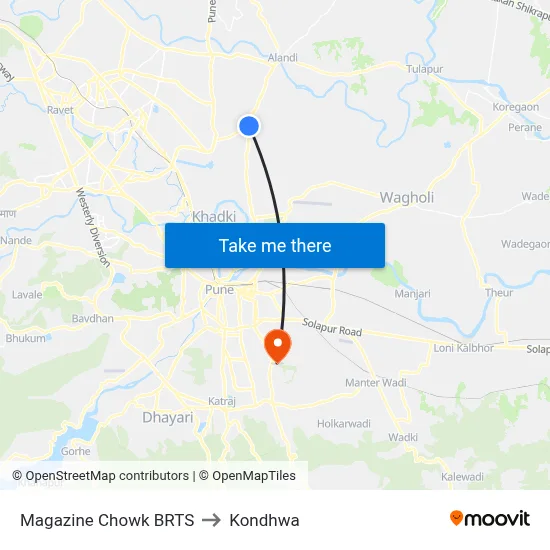 Magazine Chowk BRTS to Kondhwa map