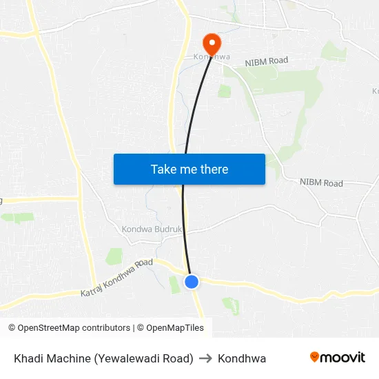 Khadi Machine (Yewalewadi Road) to Kondhwa map