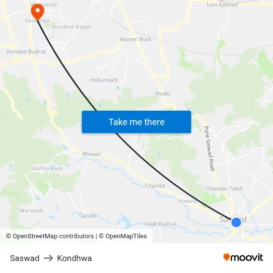 Saswad to Kondhwa map
