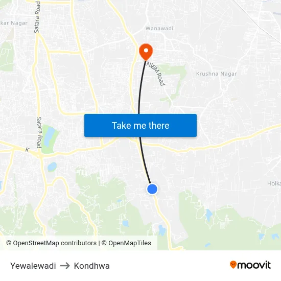 Yewalewadi to Kondhwa map