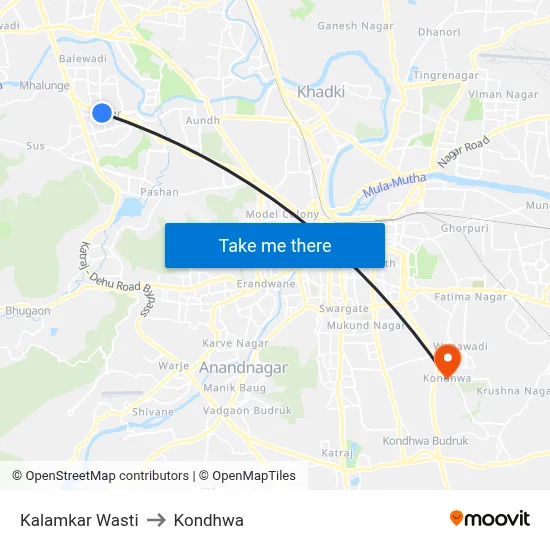 Kalamkar Wasti to Kondhwa map