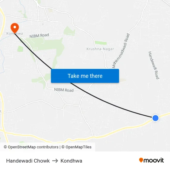 Handewadi Chowk to Kondhwa map